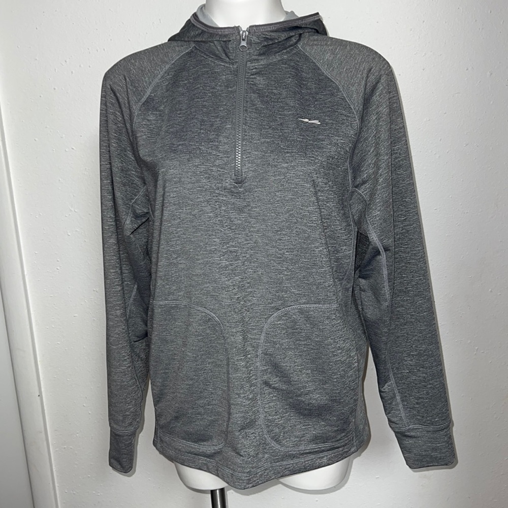 Bass Ladies Gray 1/4 zipper Hooded Sweatshirt